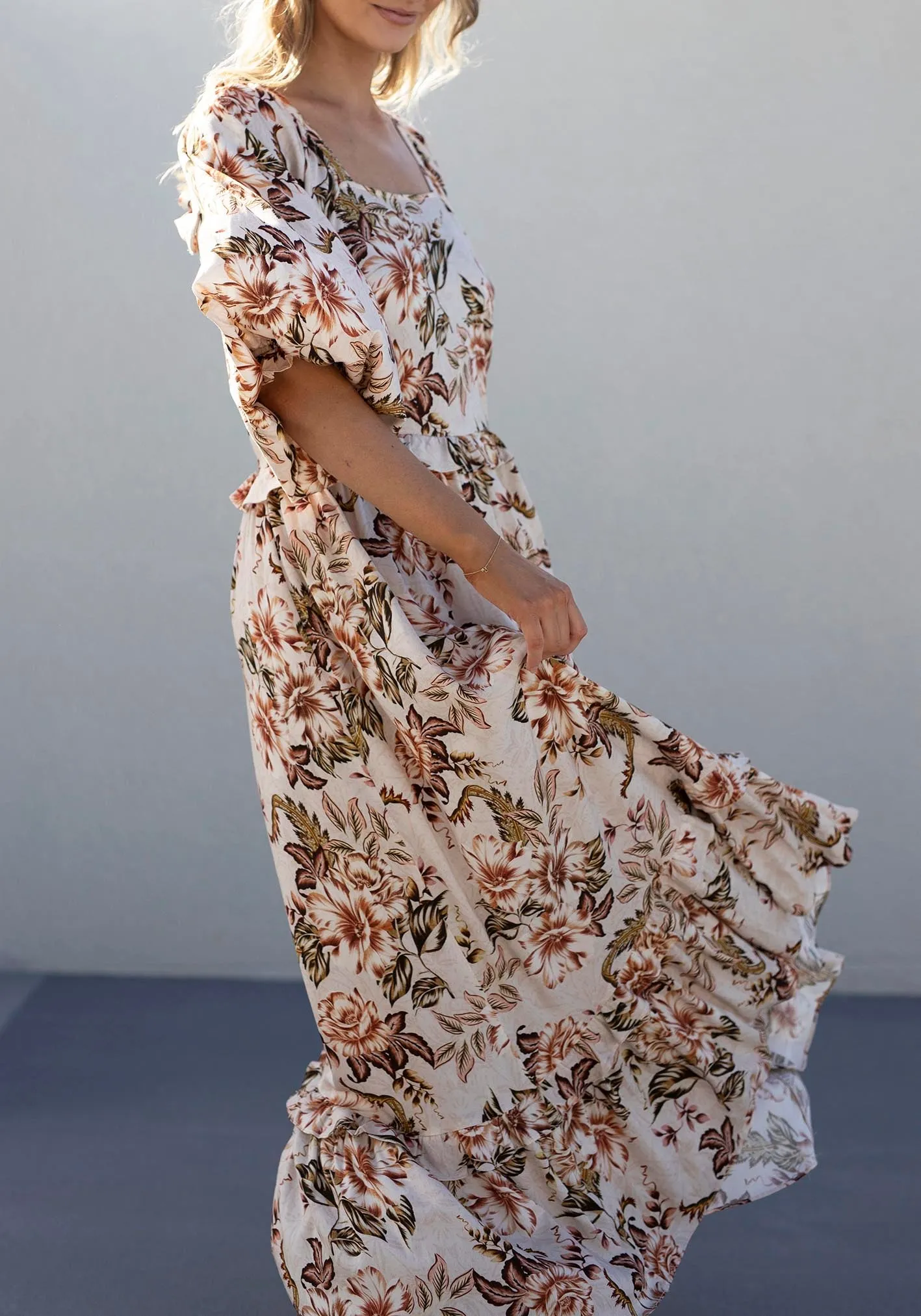 Savannah Blooms Maxi Dress with Sleeve