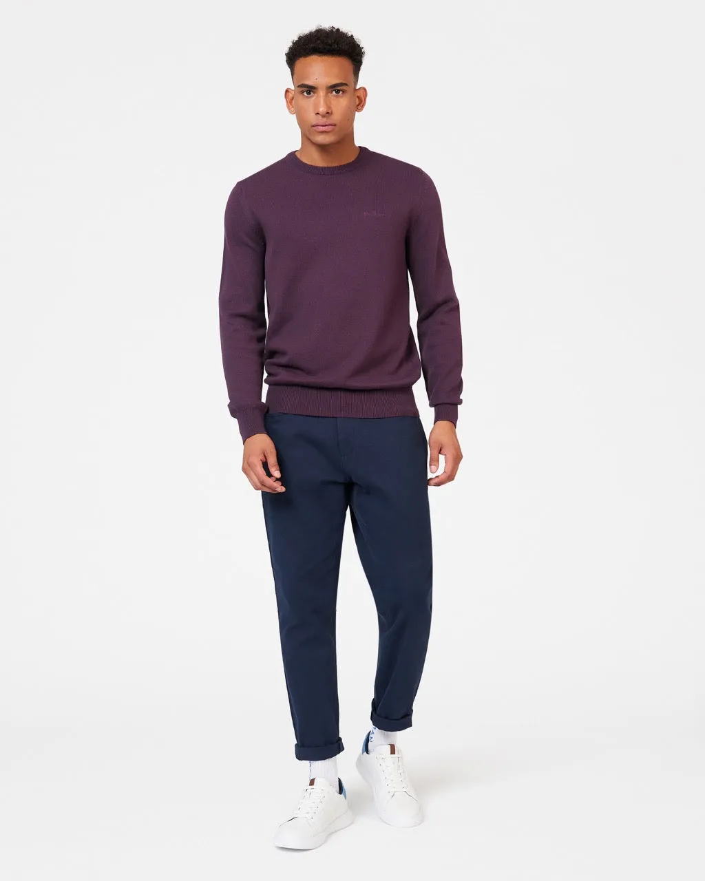 Signature Knitted Crewneck Sweater - Plum