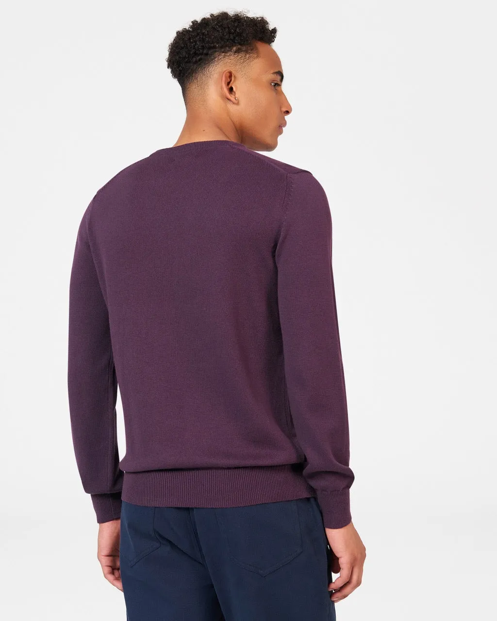 Signature Knitted Crewneck Sweater - Plum