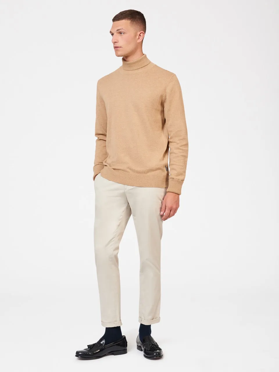 Signature Knitted Roll Neck Sweater - Stone