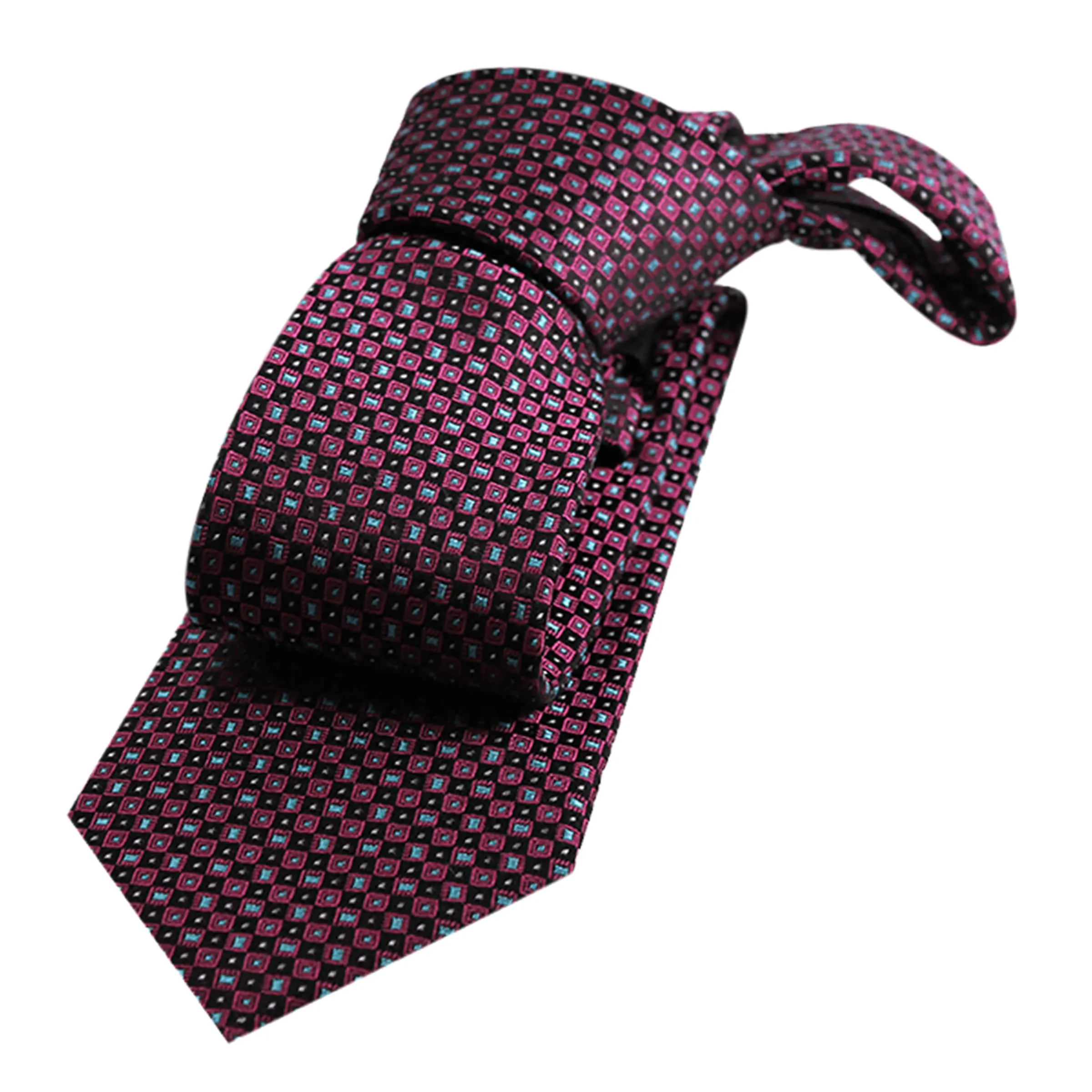 Stafford Squares Silk Tie, Burgundy / Light Blue