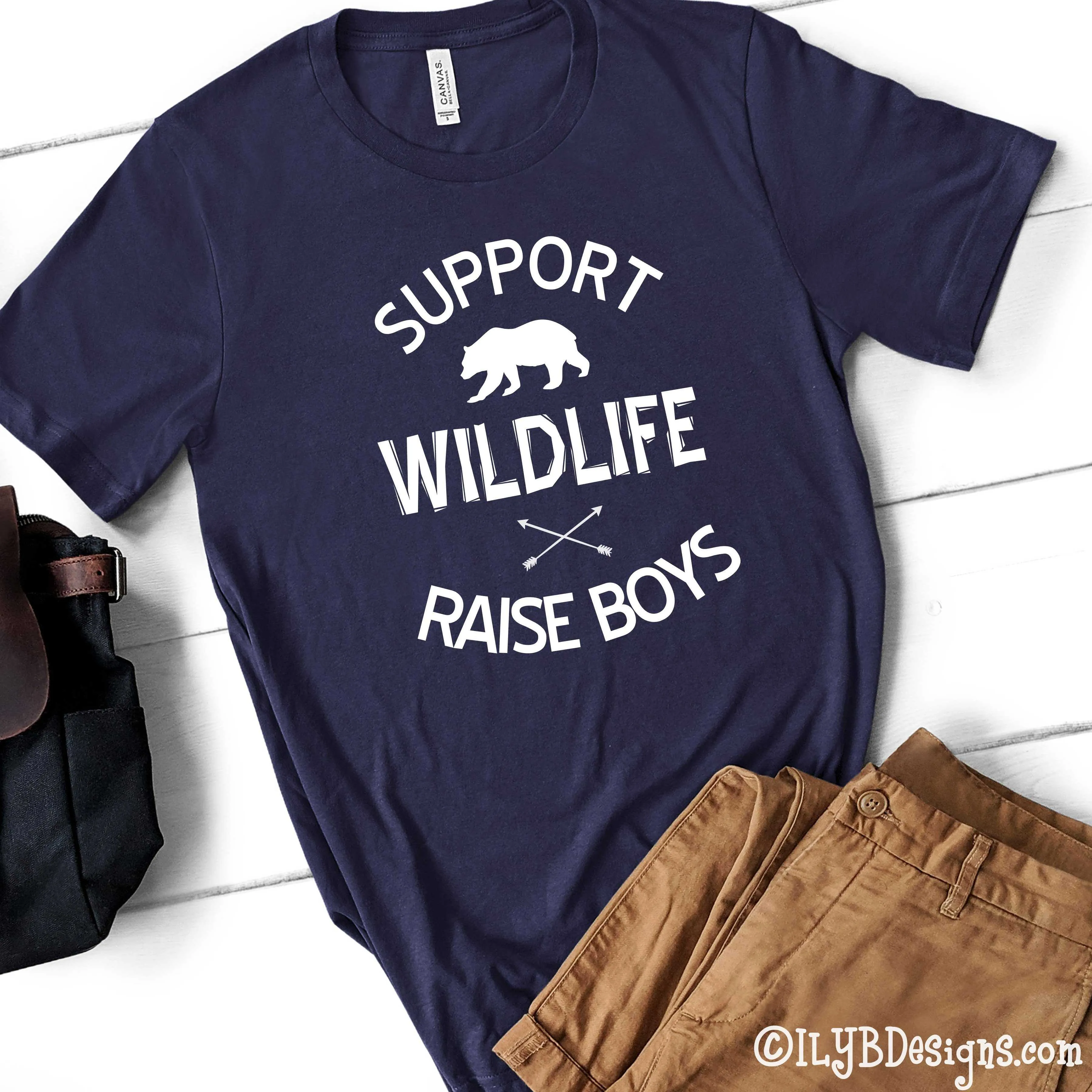 Support Wildlife Raise Boys Men's T shirt - Dad Shirt Sayings - Dad T shirts - Funny Dad Shirt