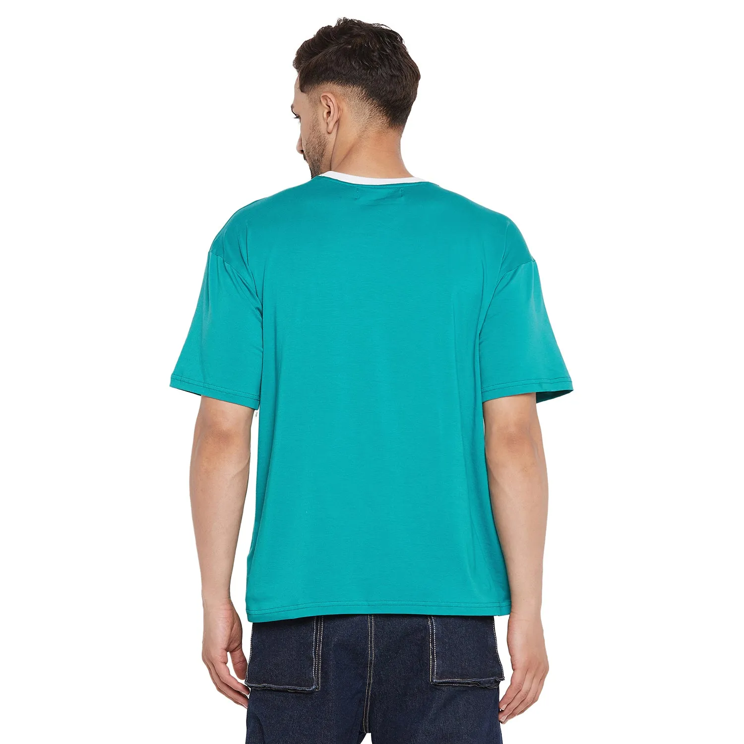 Teal Blue Broken Hearts Graphic Oversized Tee