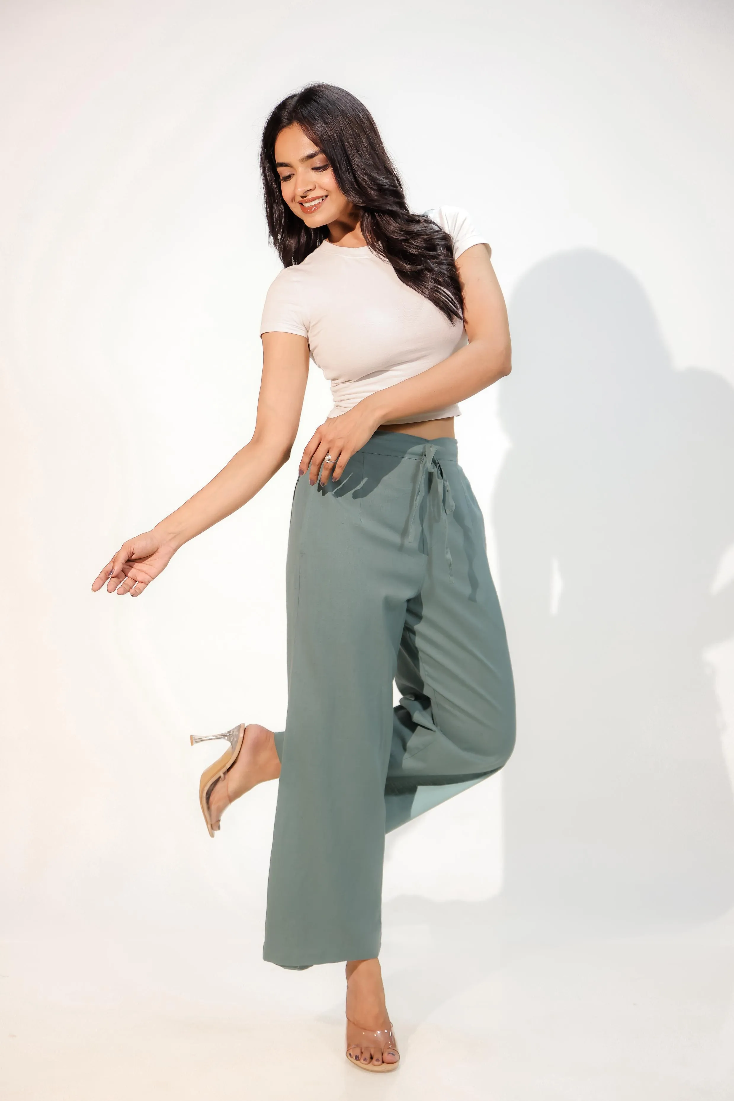 Teal Green Women's Plazzo Trousers