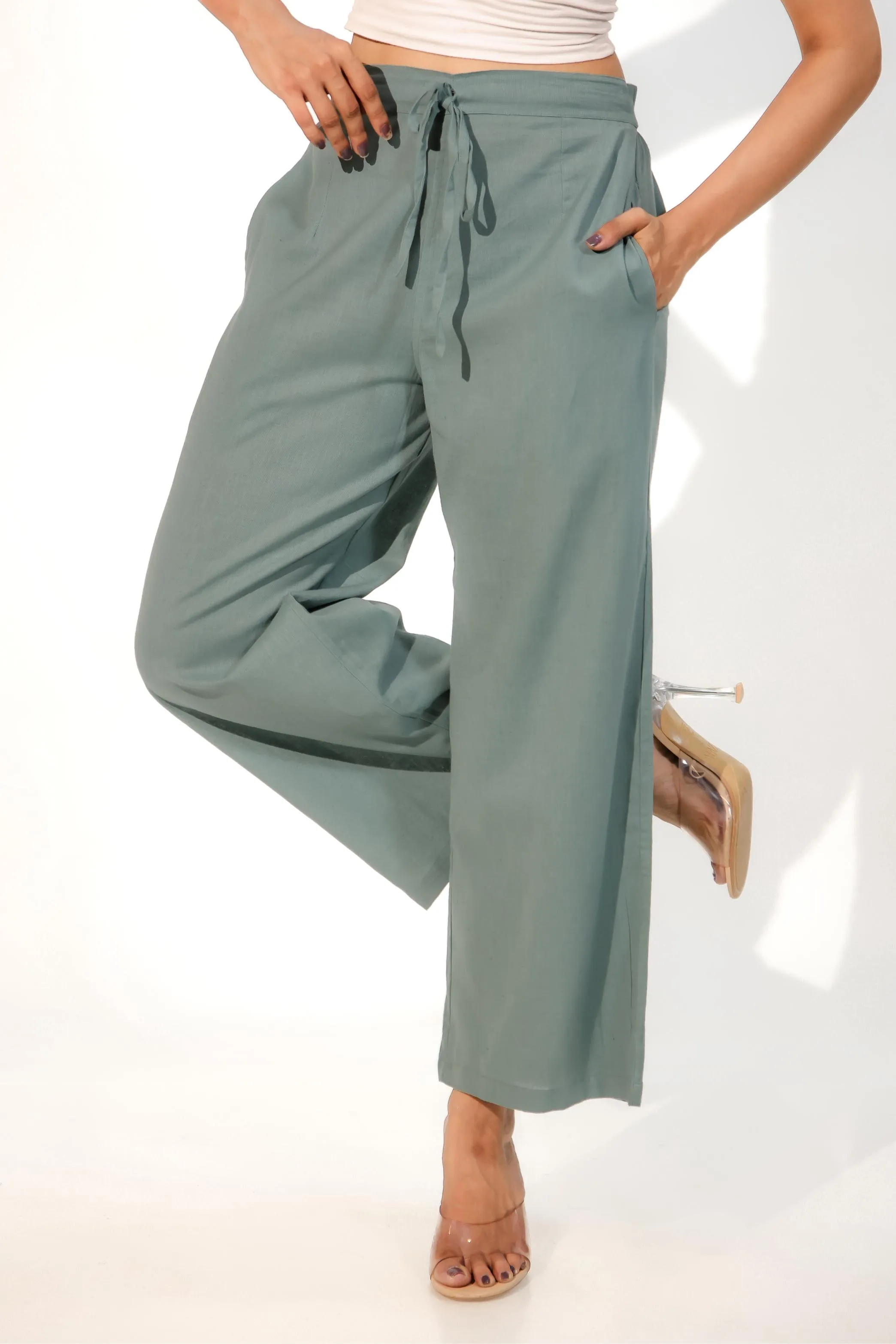 Teal Green Women's Plazzo Trousers