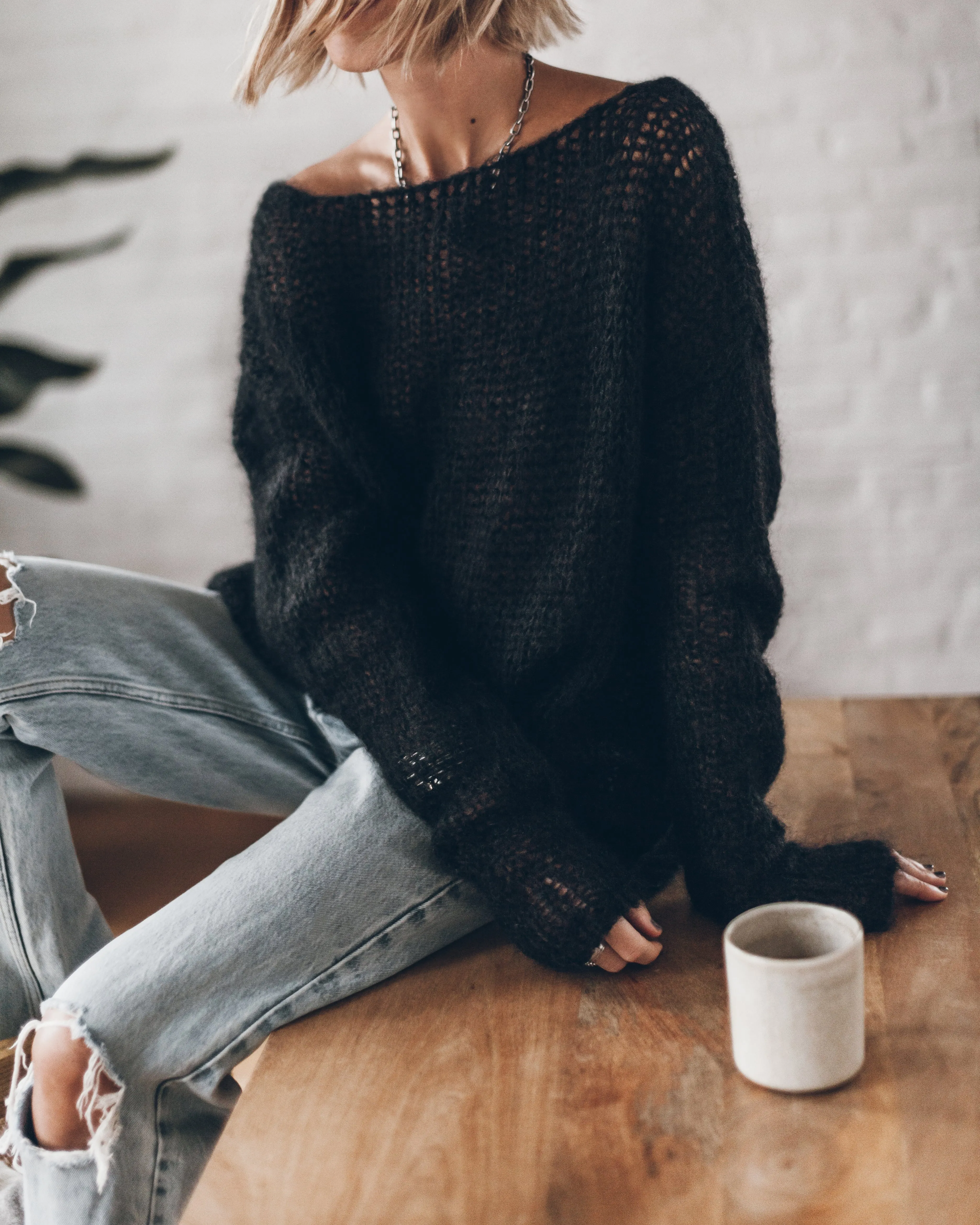 The Black Mohair Knitted Sweater