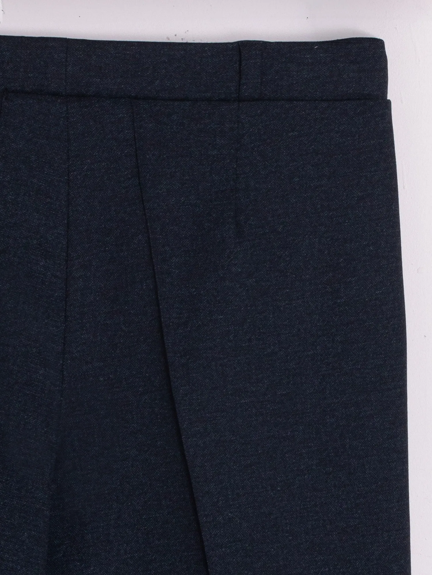 Vilagallo Elisa Navy Blue Stretch Herringbone Trousers