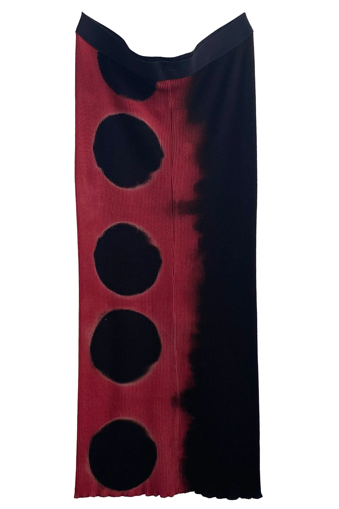 Waffle Stretch Tube Skirt w/ Itajime Circle Dye - Red & Black - Medium