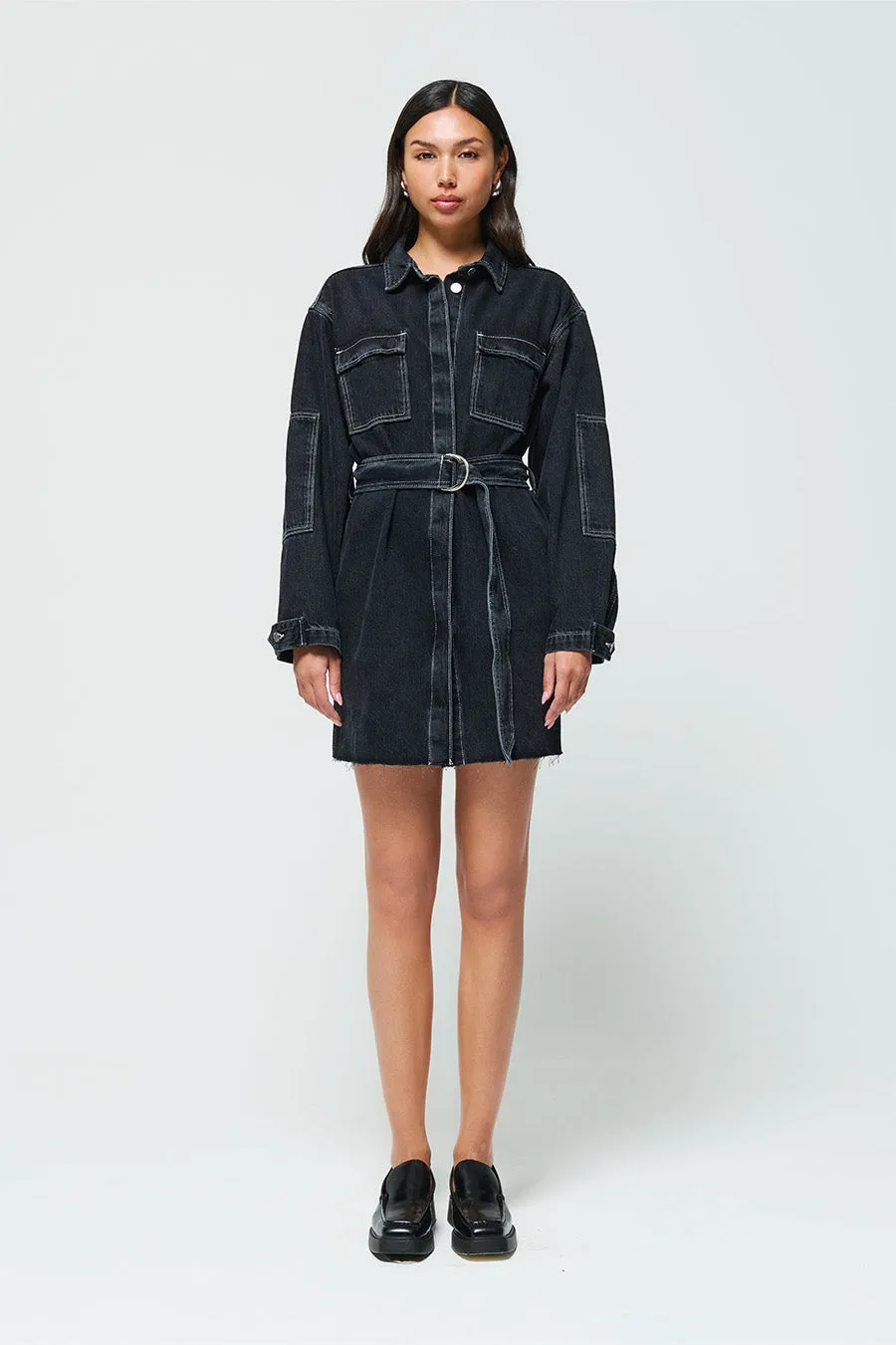 Wilton Utility Shirt Dress - Black Pearl