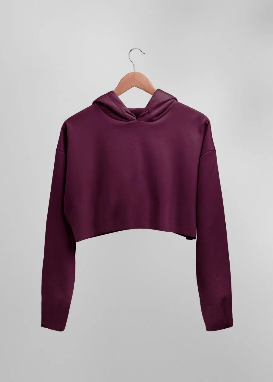 Wine Solid Cropped Hoodie For Women |  Pronk