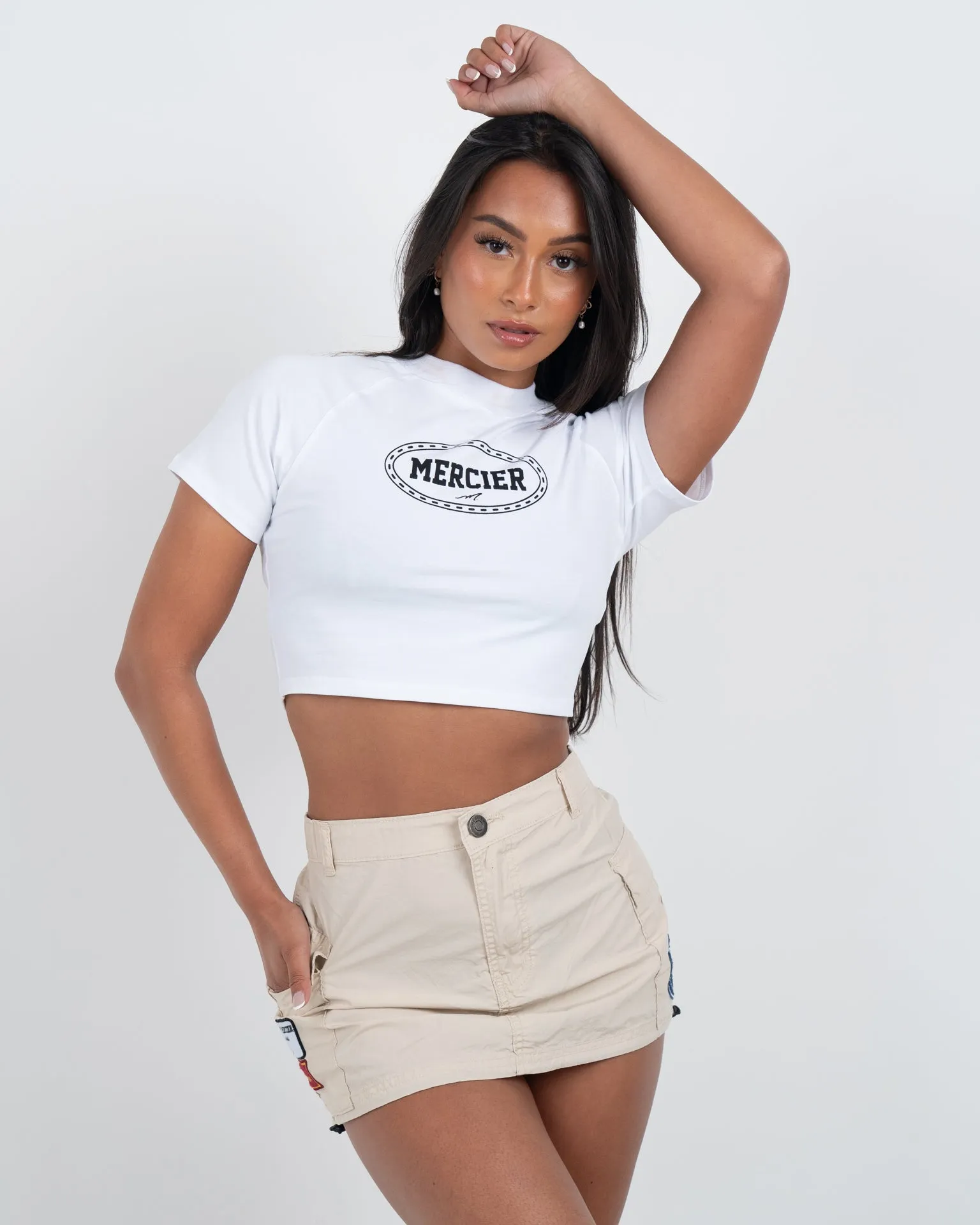 Womens Mercier White Maison Crop T-Shirt