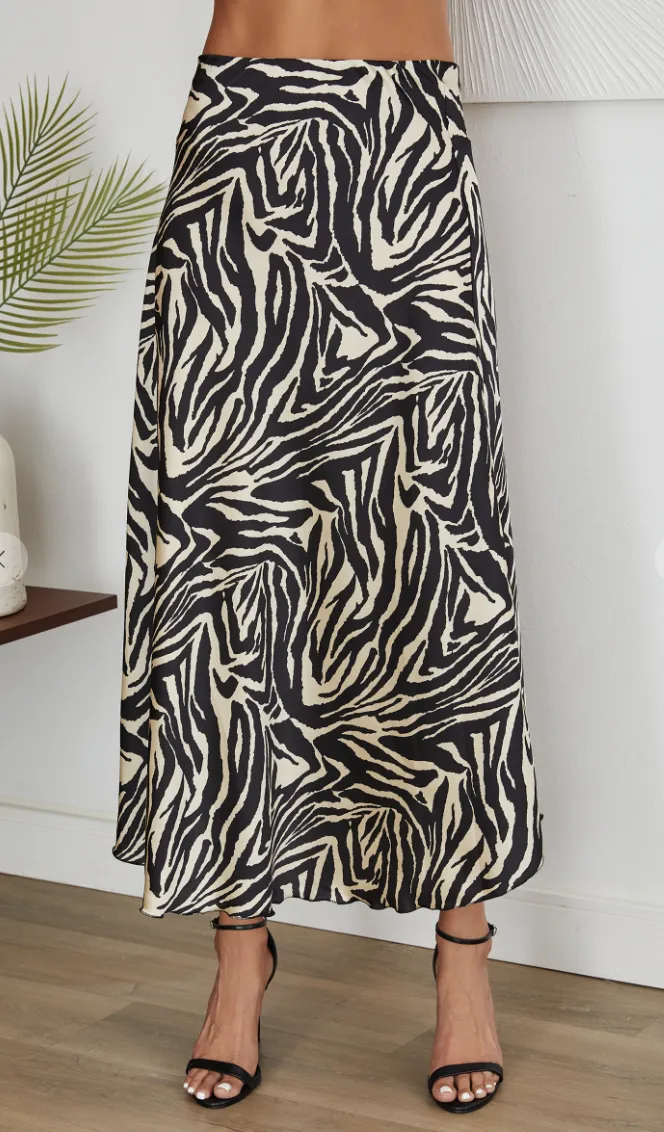 Zebra Print Maxi Skirt