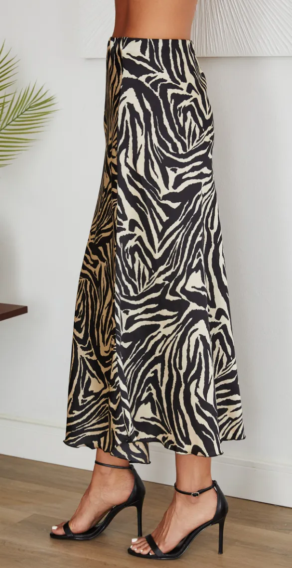 Zebra Print Maxi Skirt