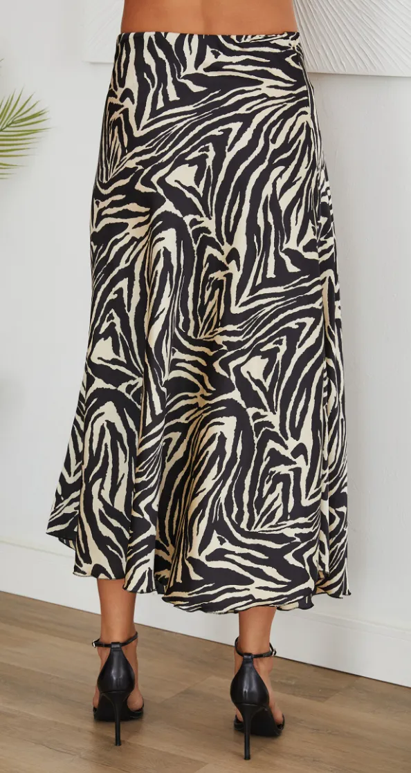 Zebra Print Maxi Skirt